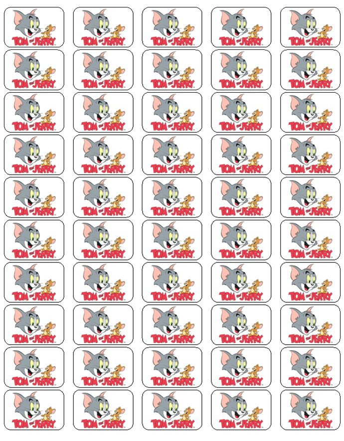 50 Tom and Jerry Envelope Seals / Labels / Stickers, 1" by 1.5"