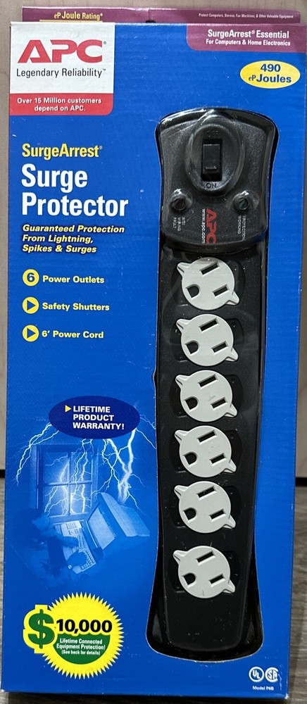 APC SURGE ARREST PROTECTOR 6 POWER OUTLETS ELECTRIC 490J