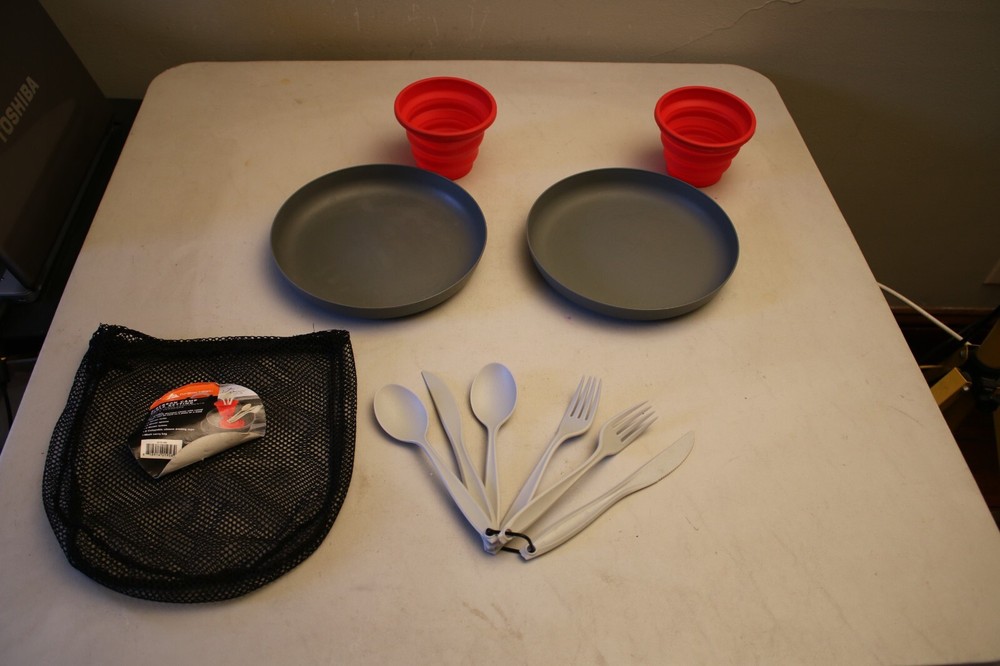 New Ozark Trail 2 Person Camp Table Setting In Mesh Carrying Bag