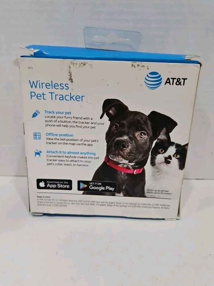 AT &T Wireless Pet Tracker Attach To Anything Black