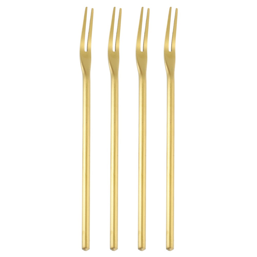 4 Pcs Pickle Fork, 6.3 Inch Olive Fork Long Handle Golden