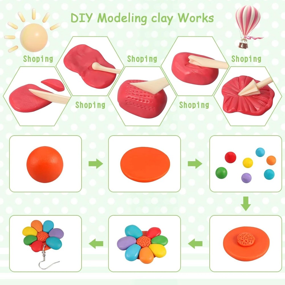 Versatile Polymer Clay Starter Kit - 24 Colors, Sculpting Tools & Guide Included