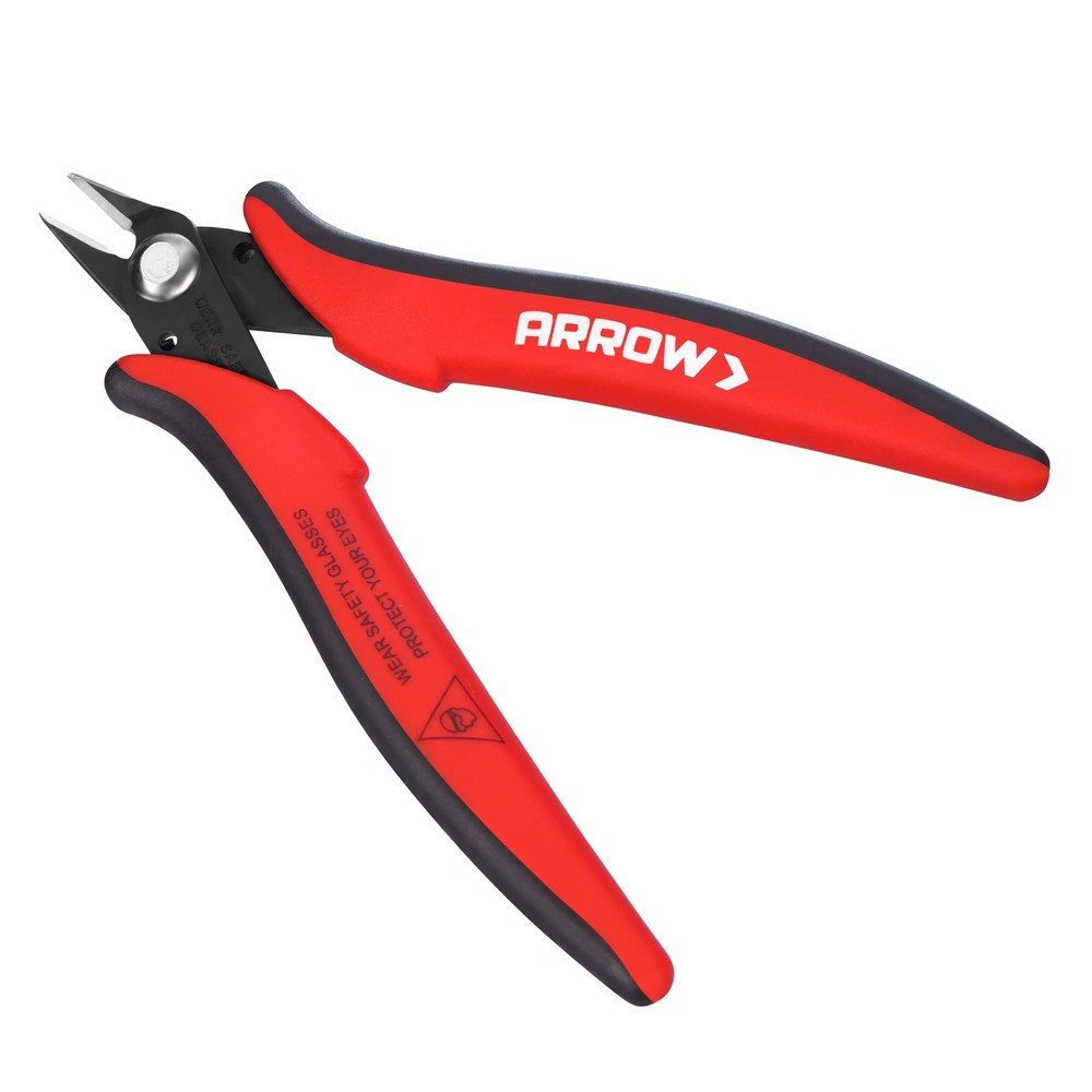 ARROW Micro Wire Cutters, 5" Precision Flush Cutters with Streamlined Red
