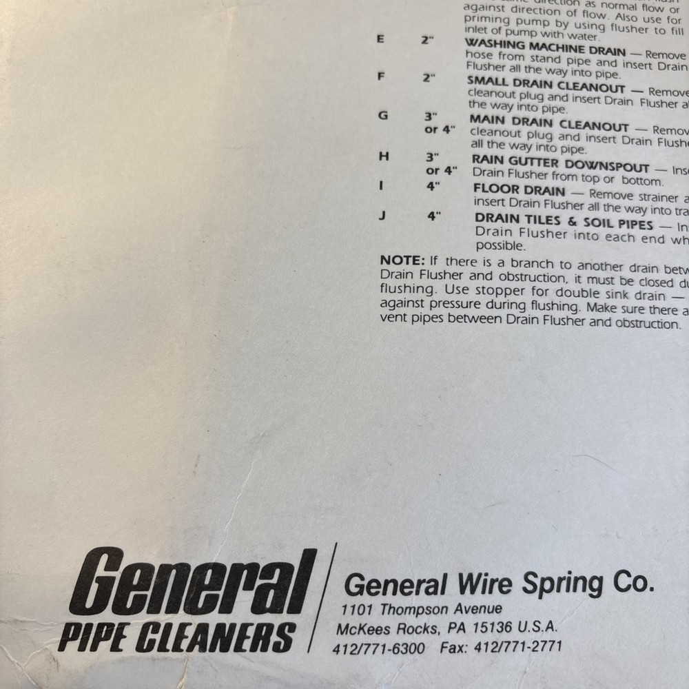 General Wire 3DF 3" Drain Flusher
