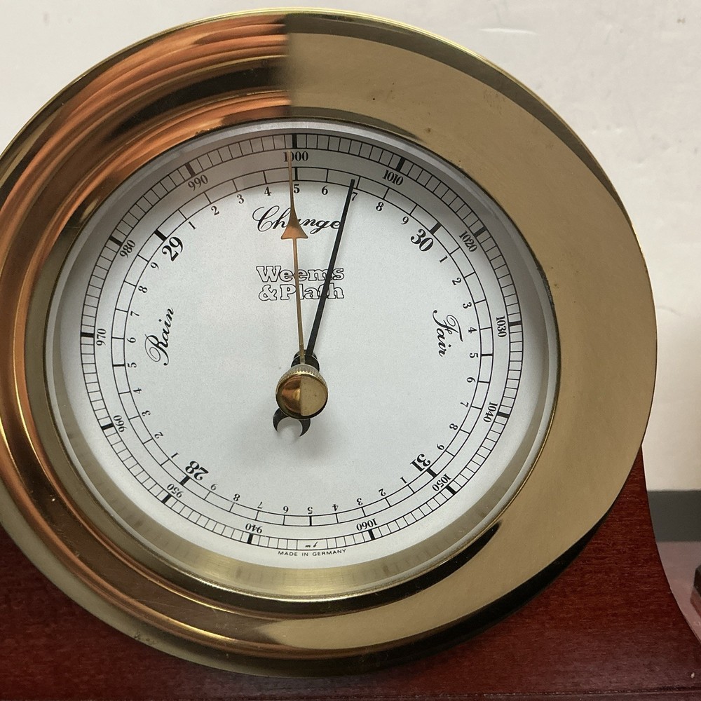 Weems & Plath Atlantic Time Clock & Barometer Solid Brass & Wood Made In Germany