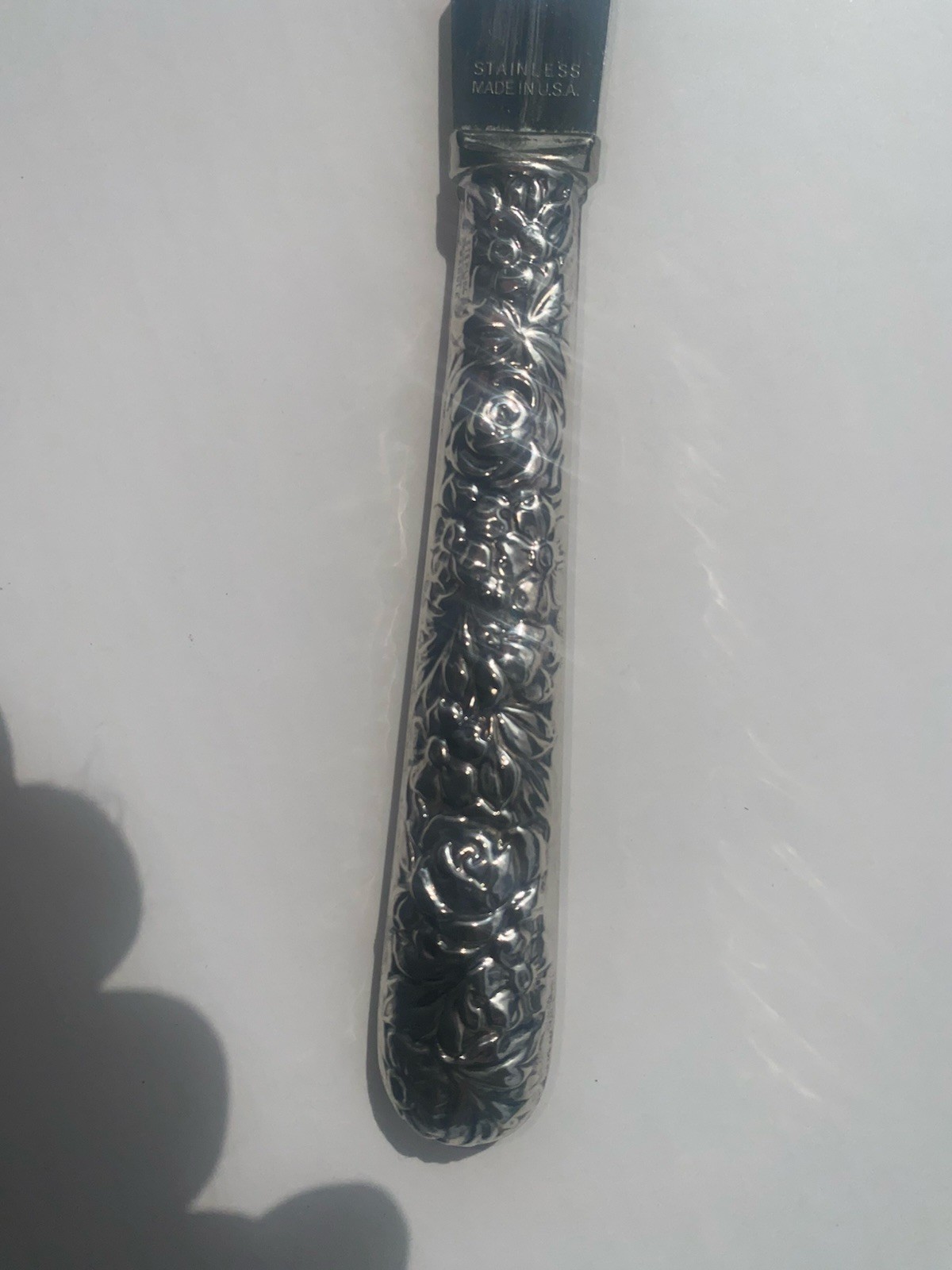 9 1/4 In G H FRENCH REPOUSSE STERLING SILVER HANDLE Bar Dessert Knife EXC COND