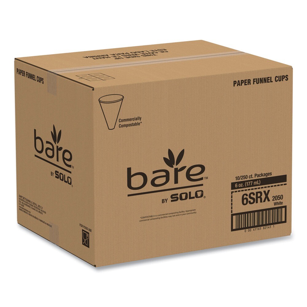 SOLO 6SRX 6 oz. Bare Eco-Forward Treated Paper Funnel Cups - WT (2500/CT) New