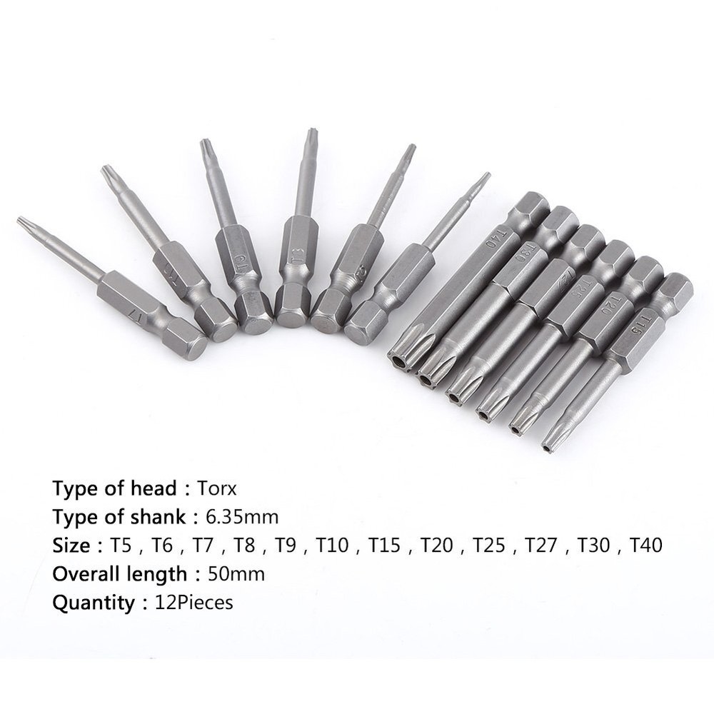Security Torx Bit Set + Hex Key Allen Bit Set - For Power Drill & Impact Driver