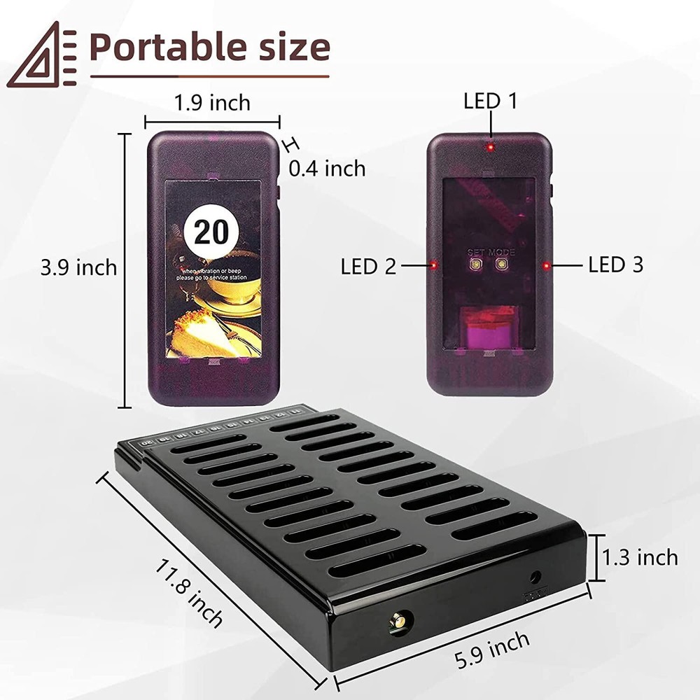 T111 Restaurant 20 Coaster Pager Wireless Paging Queuing Calling System Cafe Bar