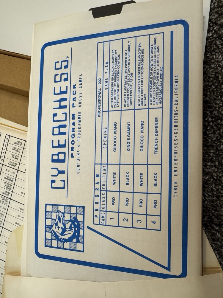 Vintage CyberChess 1977 User Selectible Multi Level Chess Playing Machine READ
