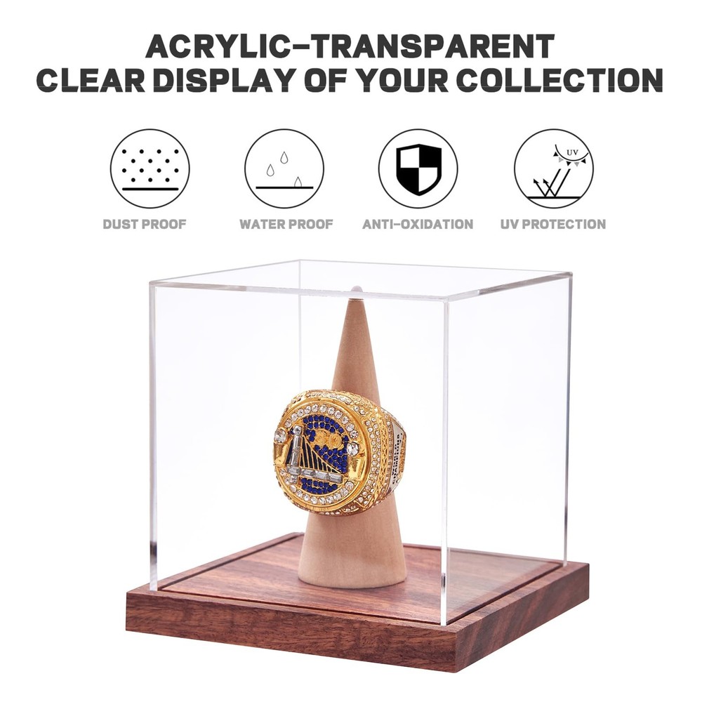 Championship Ring Display Case, No Assembly Required 1 Pack Ring, Transparent