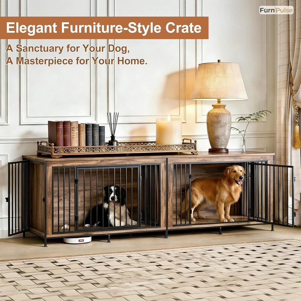 XL 48 Inch Rustic Wooden Dog Crate Furniture TV Stand Entertainment Center