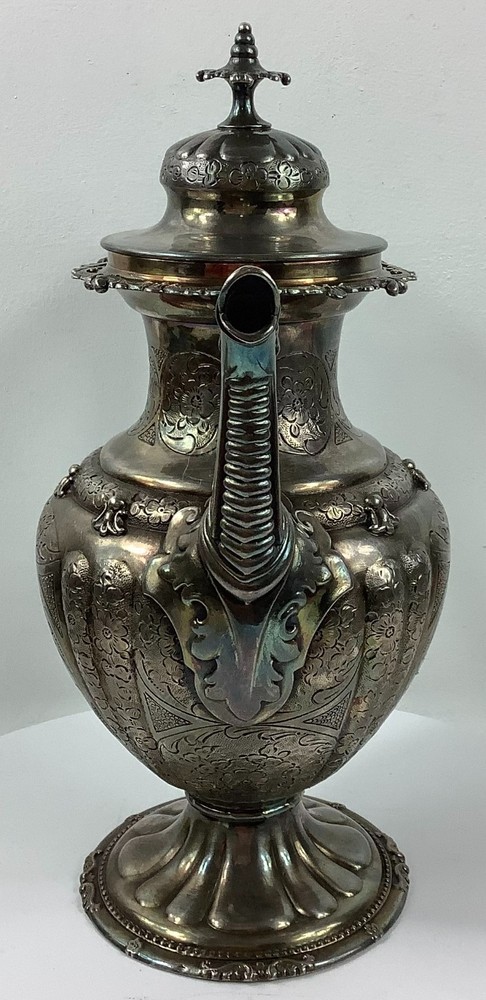 Vtg Ornate Silver-plate Coffee Pot Tea Pot Water Pitcher 10.75" H
