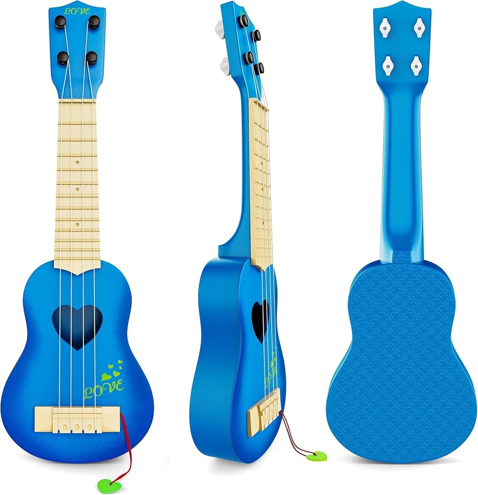 Children's Blue Ukulele - Interactive Learning with 4 Strings & Safe Design