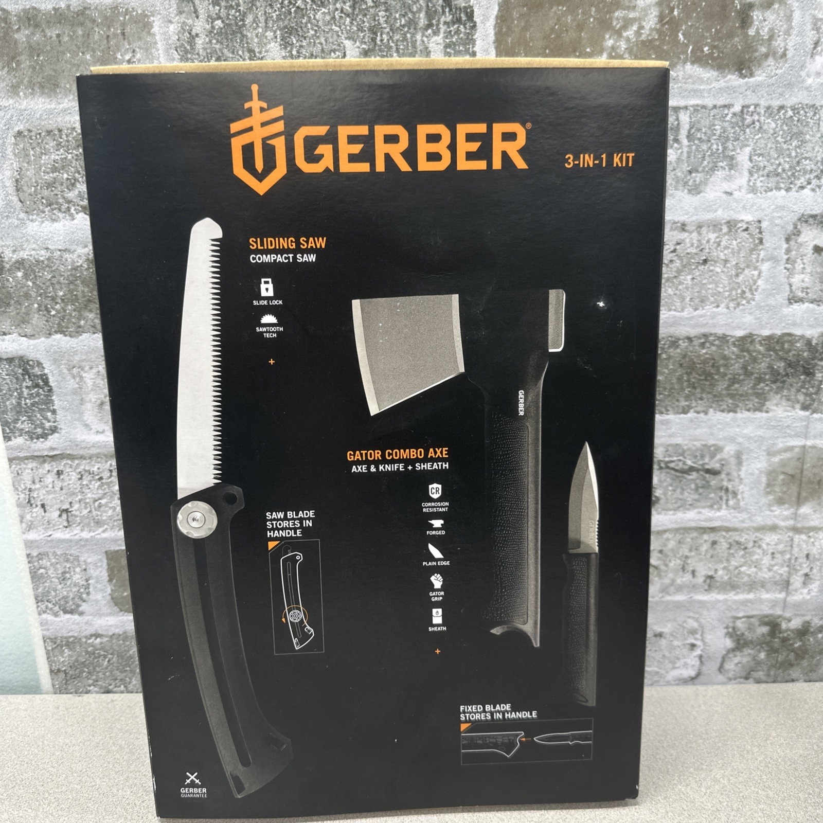 GERBER 3-IN-1 HATCHET KNIFE & SAW KIT CAMPING TOOL WITH SHEATH BRAND NEW!