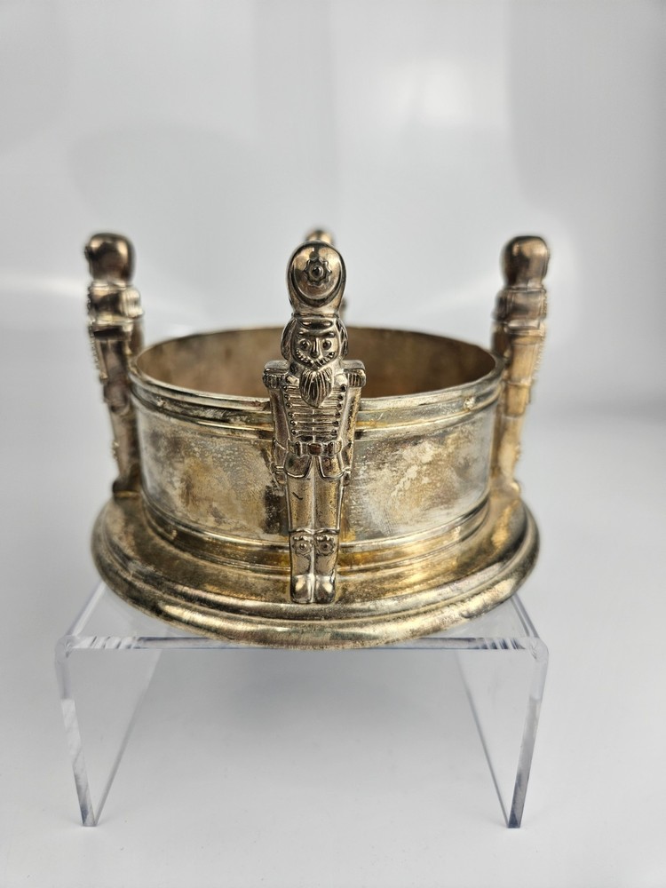 Godinger Silverplate Nutcracker Soldier Wine Champagne Coaster Holder