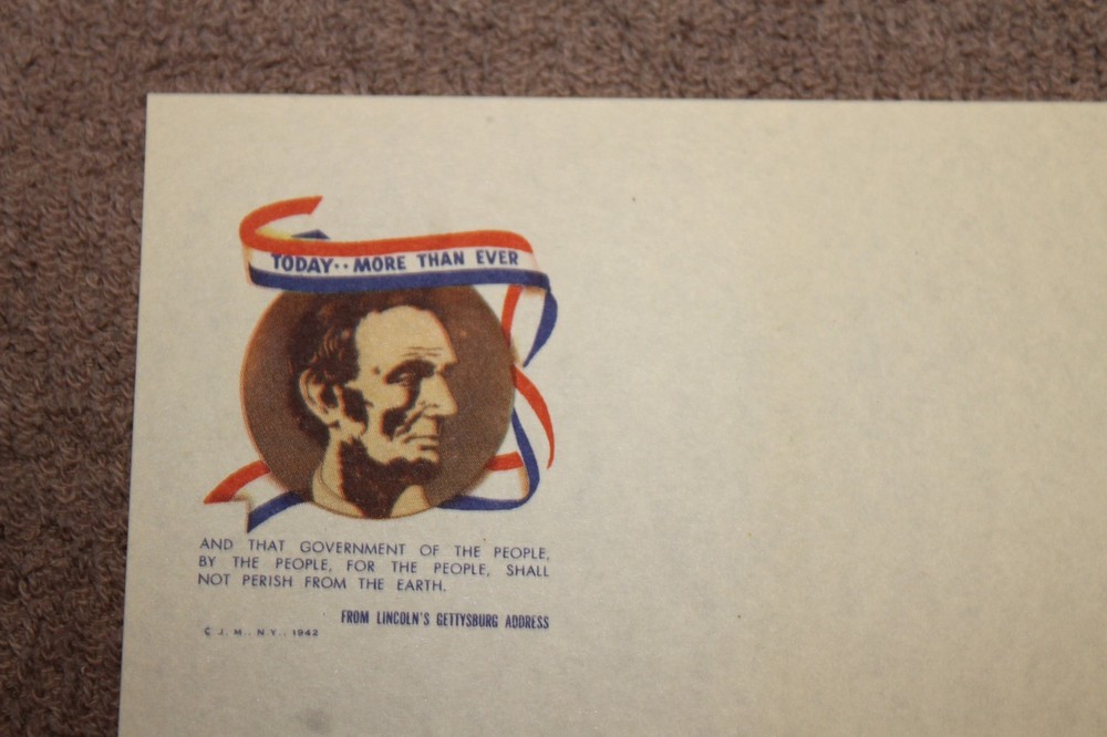 Original WW2 U.S. Home Front Patriotic Letter Head and Matching Envelope Set