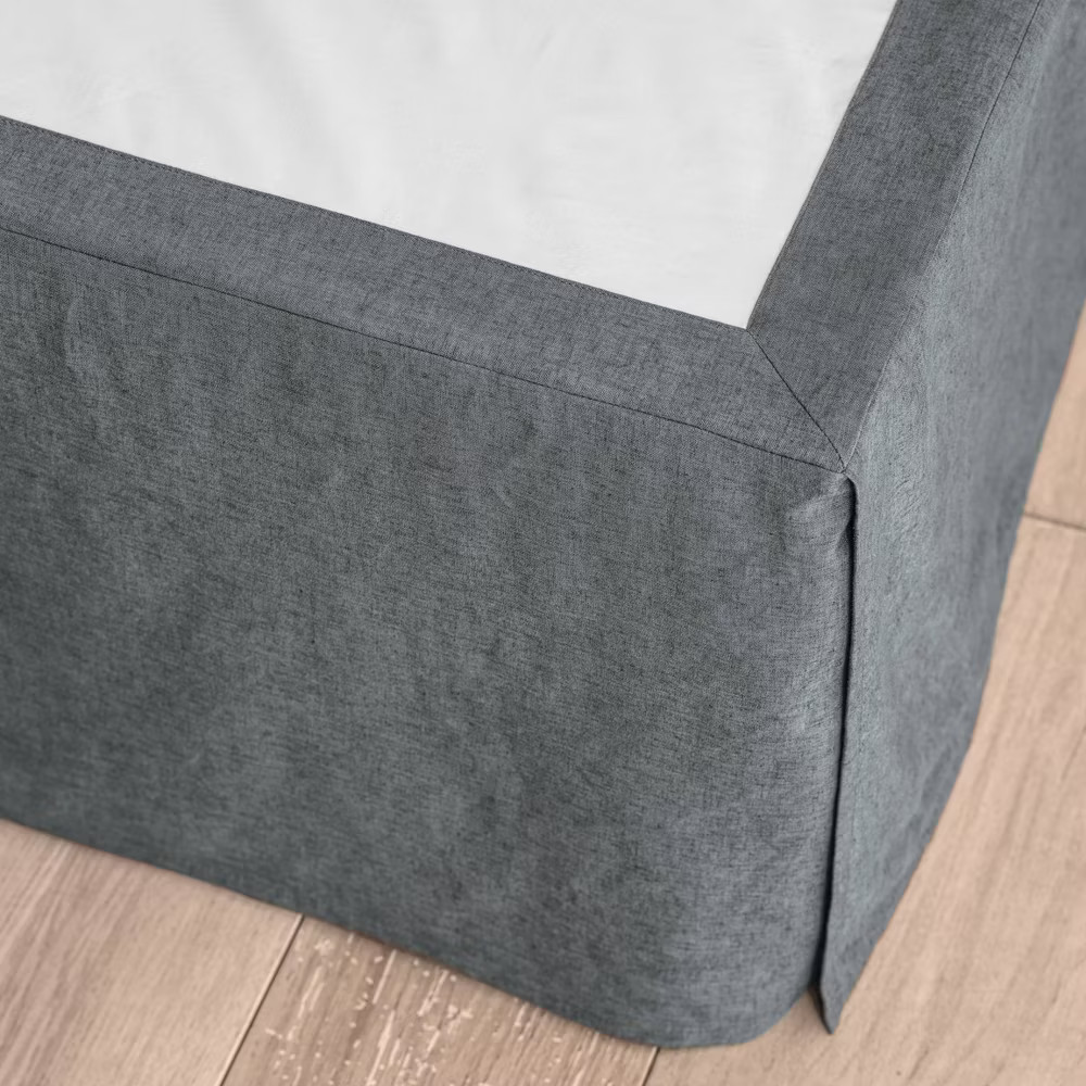 Full/Queen Linen Blend Bedskirt Dark Gray - Casaluna