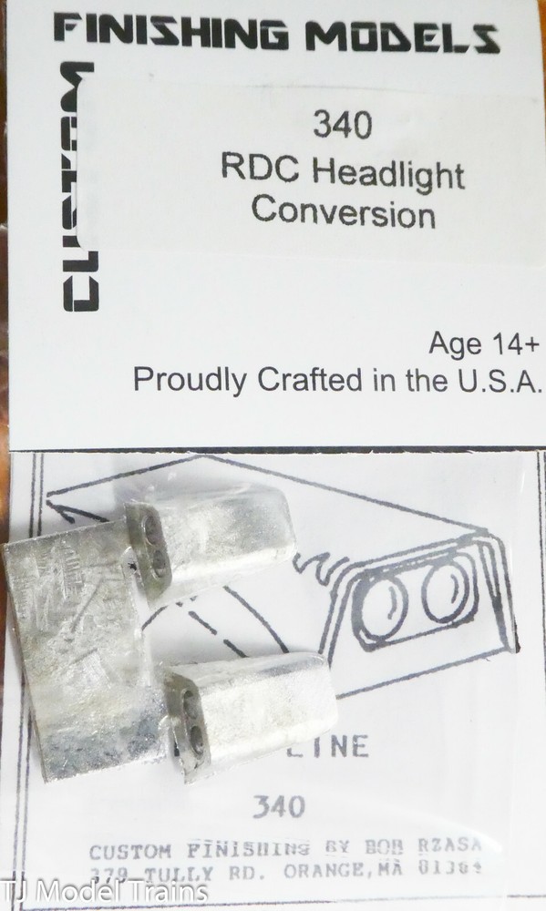Custom Finishing Models HO #340 RDC Headlight Conversion (White Metal)
