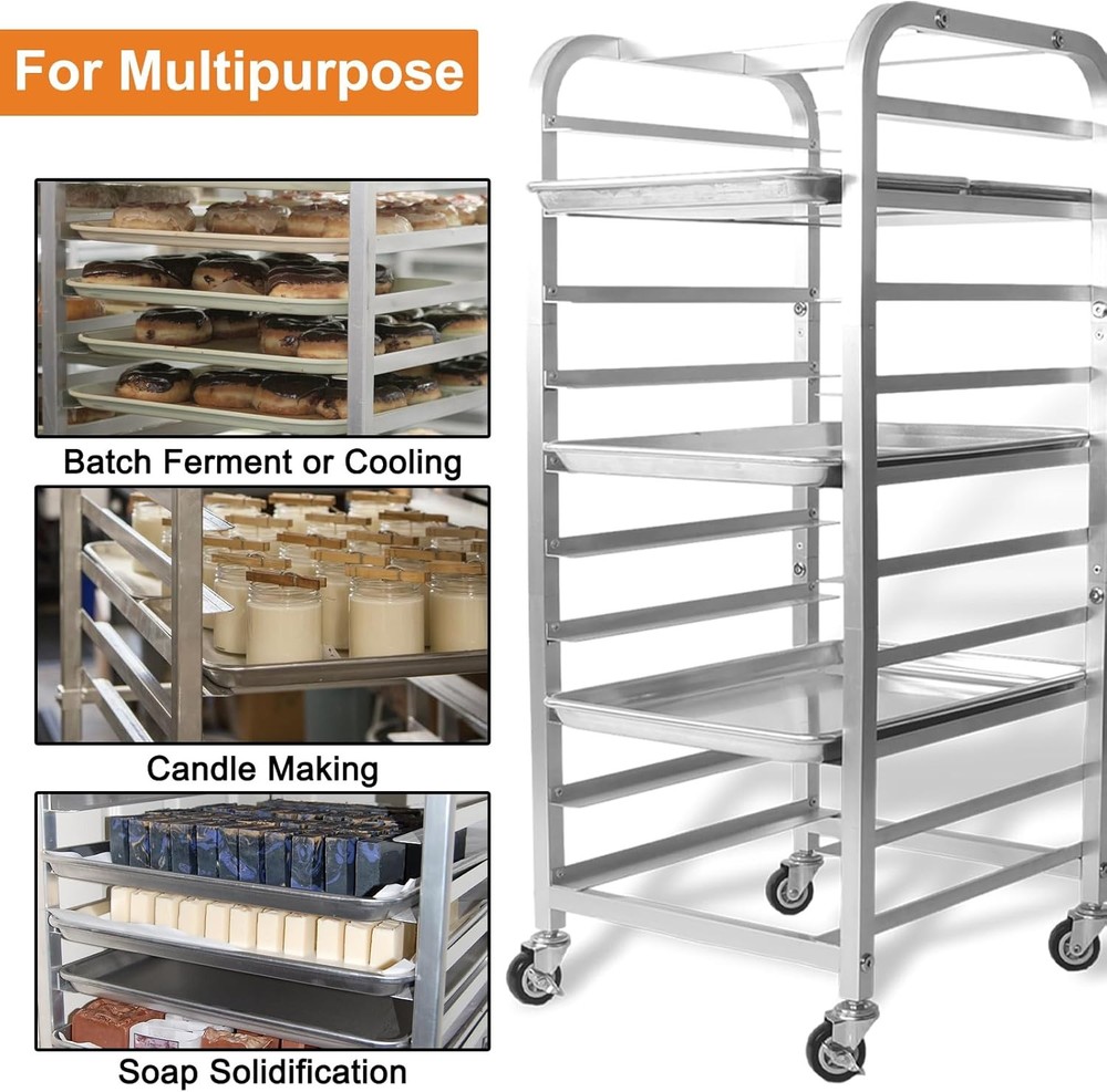 10-Tier Quarter & Half Sheet Pan Rack Bread Baking Speed Rack Cooling Bakery