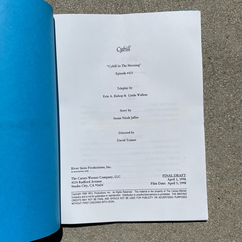 CYBILL 1998 TV Series Production Used Table Draft Script + 1st Revised Draft