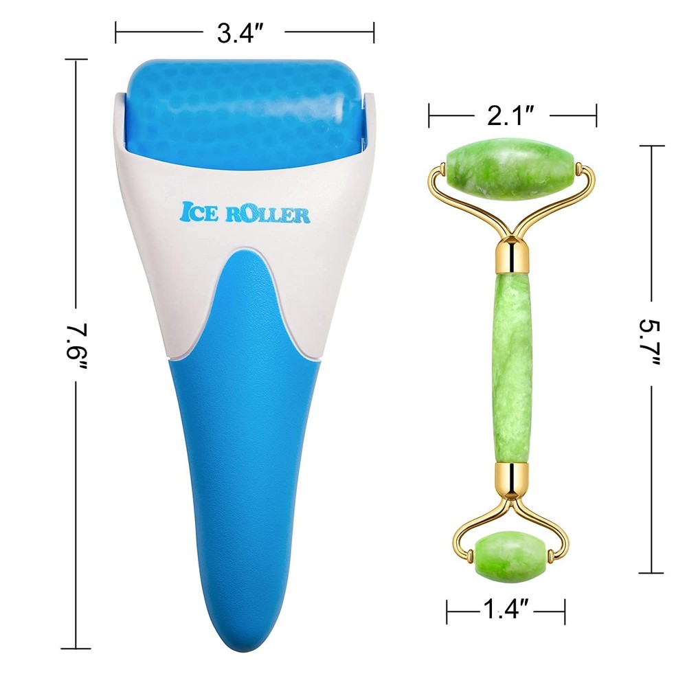 AECW (Jade Roller + Ice Roller) 2 2 Piece Set, Blue + Jade