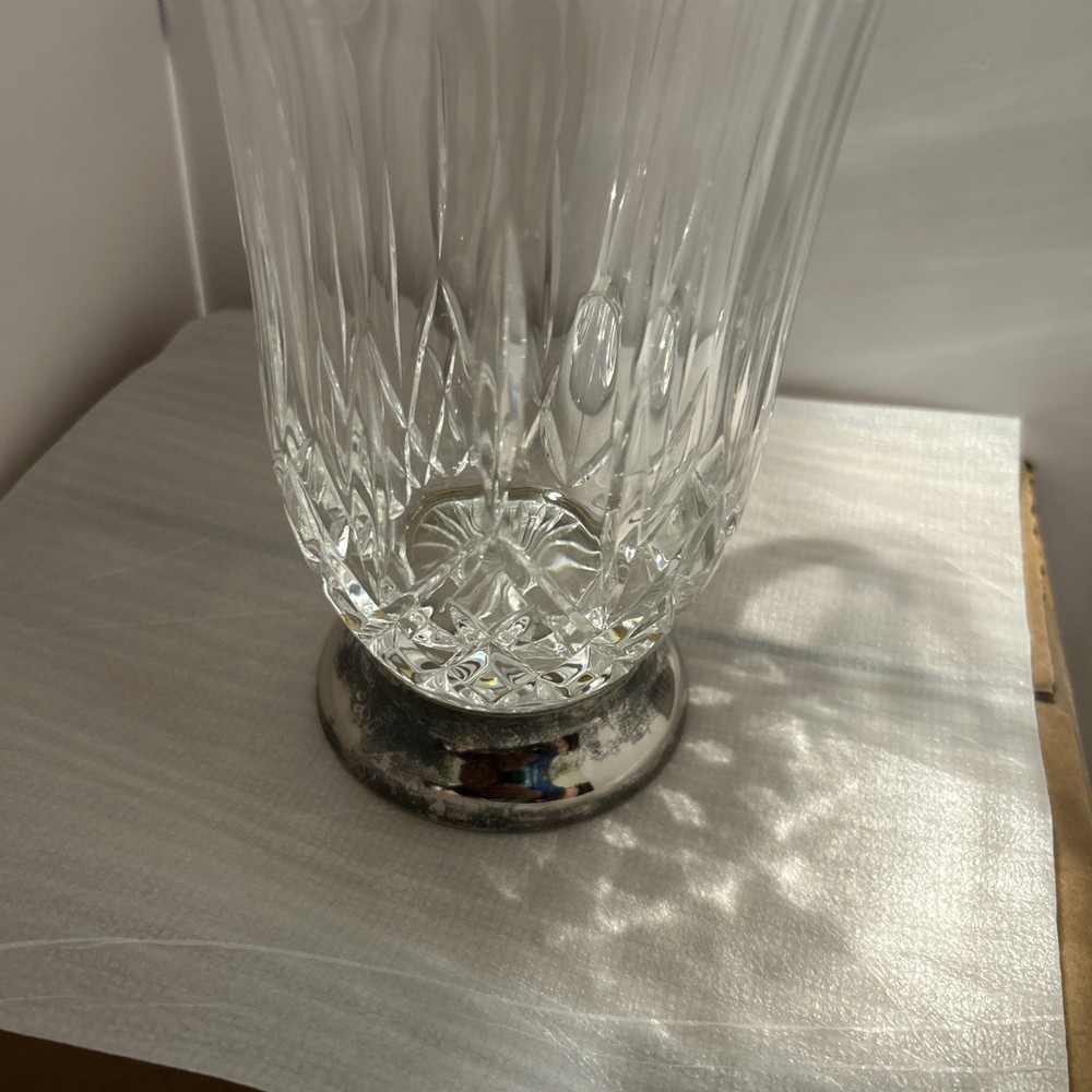 William Adams Crystal Pitcher With Silver Plated Base