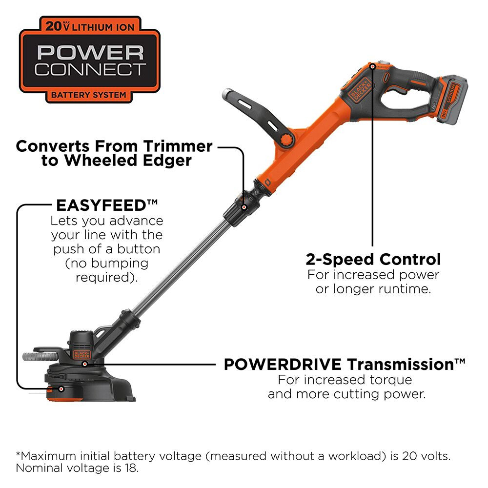 BLACK+DECKER 20V Max Lithium Easyfeedstring Trimmer/Edger - LSTE523