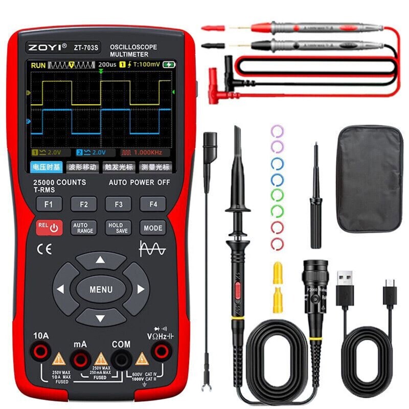 Handheld 3-in-1 Digital Oscilloscope Multimeter for Automobile Repair ZT-703S