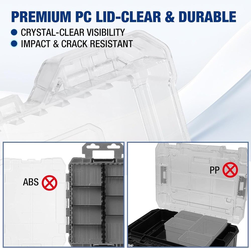 WORKPRO 3PCS Parts Organizer Tool Box Organizers Stackable Hardware Storage Case
