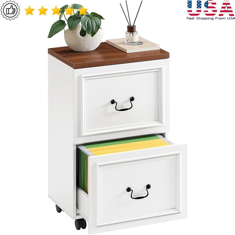 Versatile Rolling File Cabinet W/ Smooth Adjustable Hanging Rods Office Storage