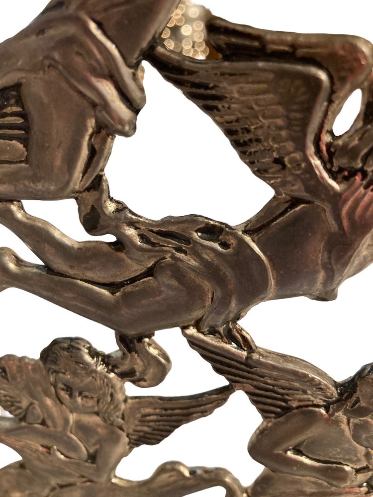 Silverplate Angels Playing Musical Instruments Statue Missing Candleholder Cup