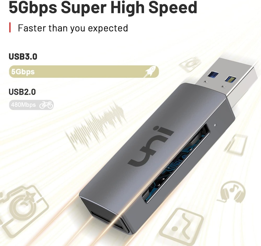 uni USB 3.0 to Micro SD Memory Card Adapter for SD/Micro SD/TF/SDHC/SDXC/MMC