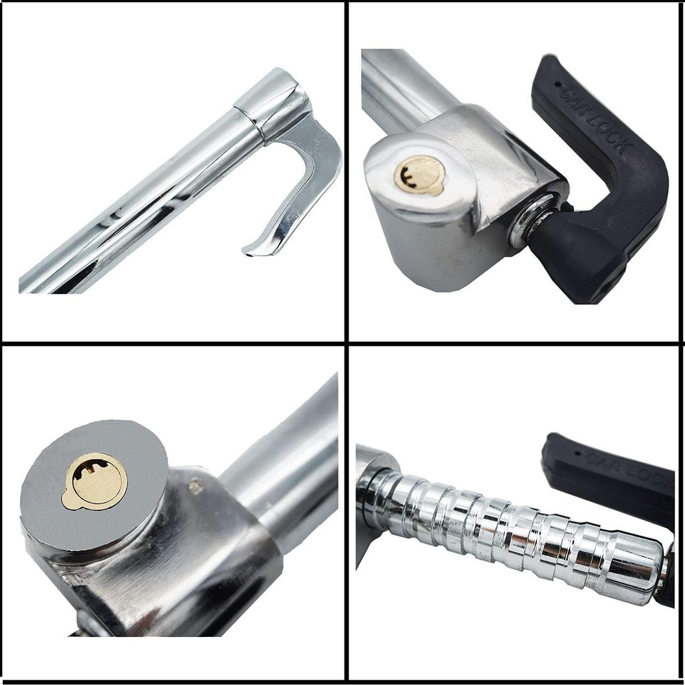 Steering Wheel Brake Lock Universal Anti Theft Security Retractable Double Hook