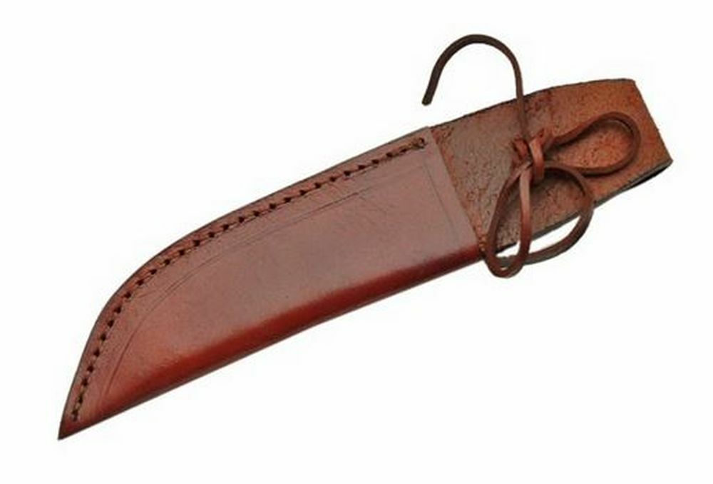 Knife Sheath Leather Belt Fixed-Blade Brown 10" - Fits Blade up to 5.5" x 1.25"