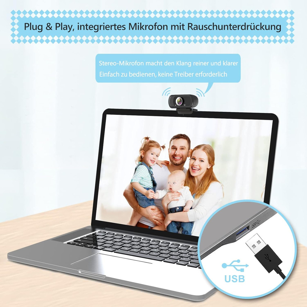 1080P Webcam W/ Microphone HD Web Camera Tripod Stand Widescreen USB Streaming