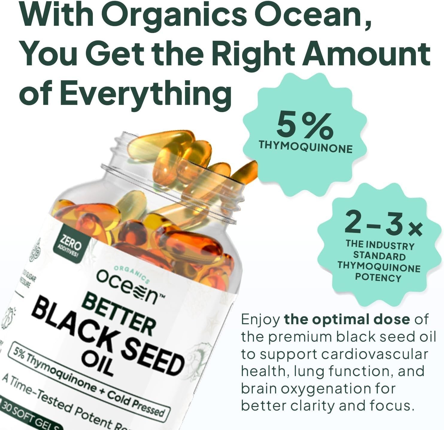 Organics Ocean Better Black Seed Oil Cold Pressed - Pure Nigella Sativa Oil for