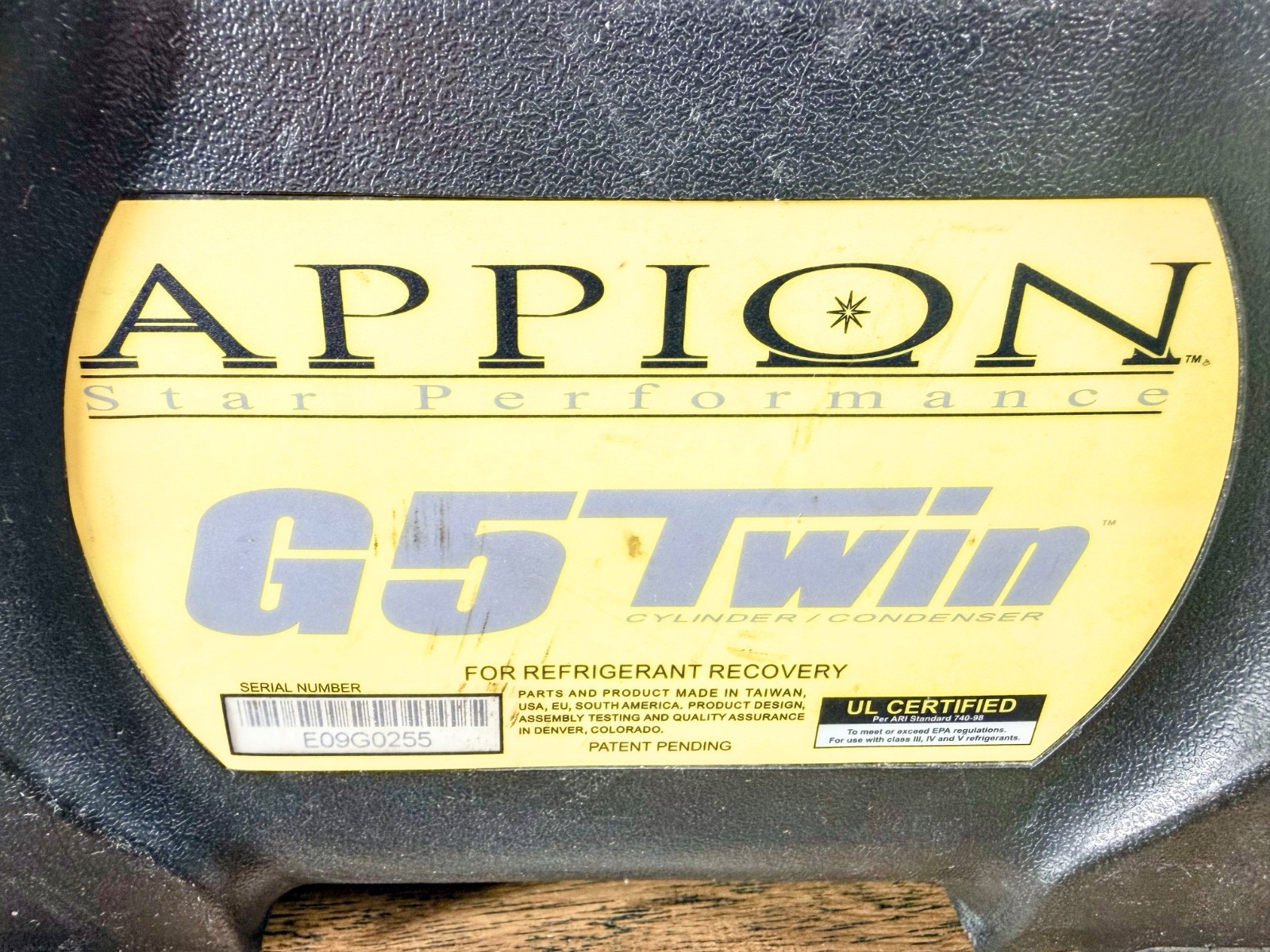 PLEASE READ Appion G5 Twin Refrigerant Recovery Machine G1125