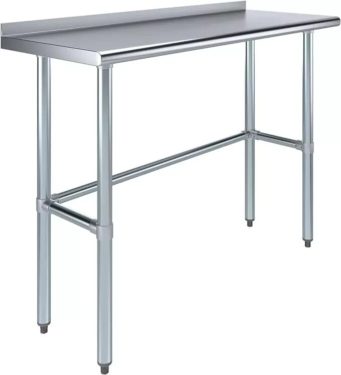 NSF Stainless Steel Table for Kitchen Prep & Work, Open Base Design 48"x14"