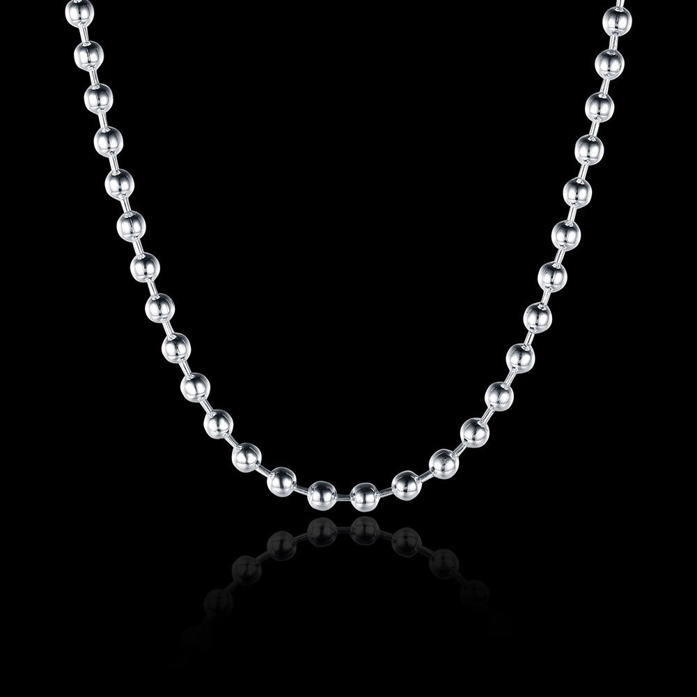 16"-30" Mens Womens 925 Sterling Silver 2mm Thick Ball Bead Chain Necklace #N171