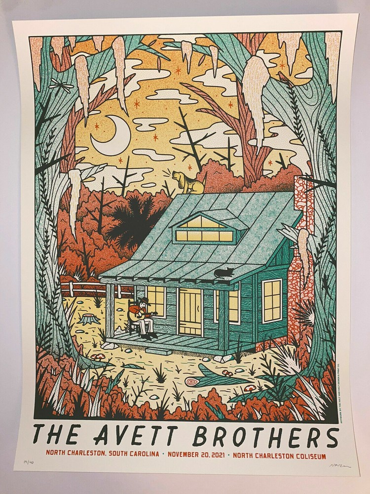 The Avett Brothers Charleston 11/20 2021 AP Screen Print Poster Signed S/N #/40