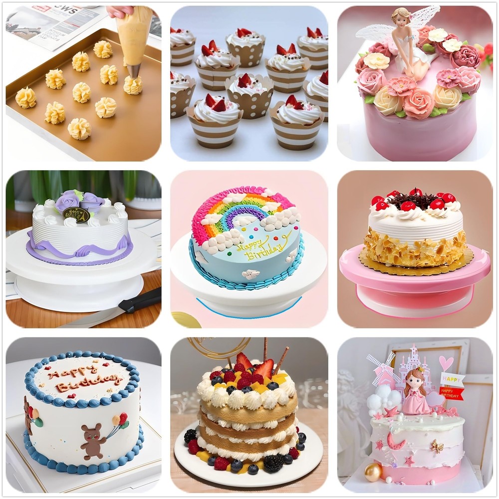 90 Pcs Cake Decorating Kit with Cake Turntabel Cake Leveler Icing Piping Tips