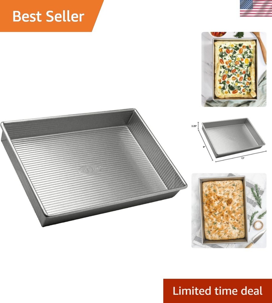 Aluminized Steel Rectangular Cake Pan - Heavy Duty with Nonstick Release, 9 x 13