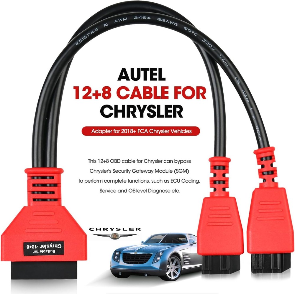 Autel Original OBD2 Adapter for Chrysler 12+8 Programming Cable Black