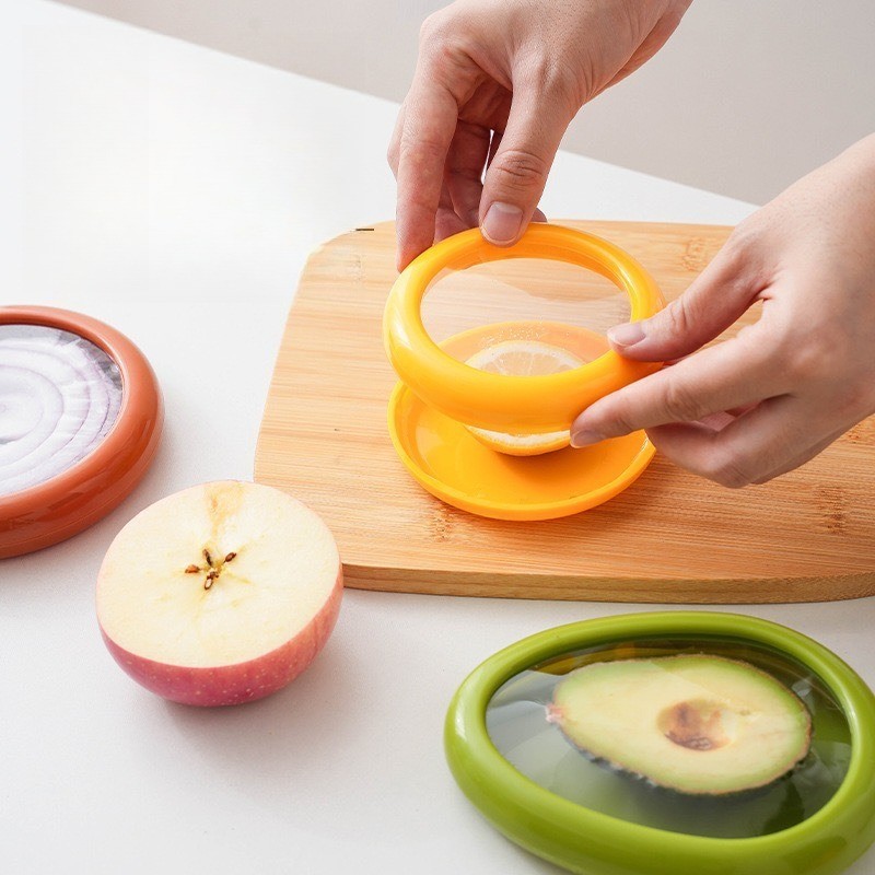 4PCS Plastic Avocado Onion Fresh-Keeper Fridge Container for Half-Cut Fruit