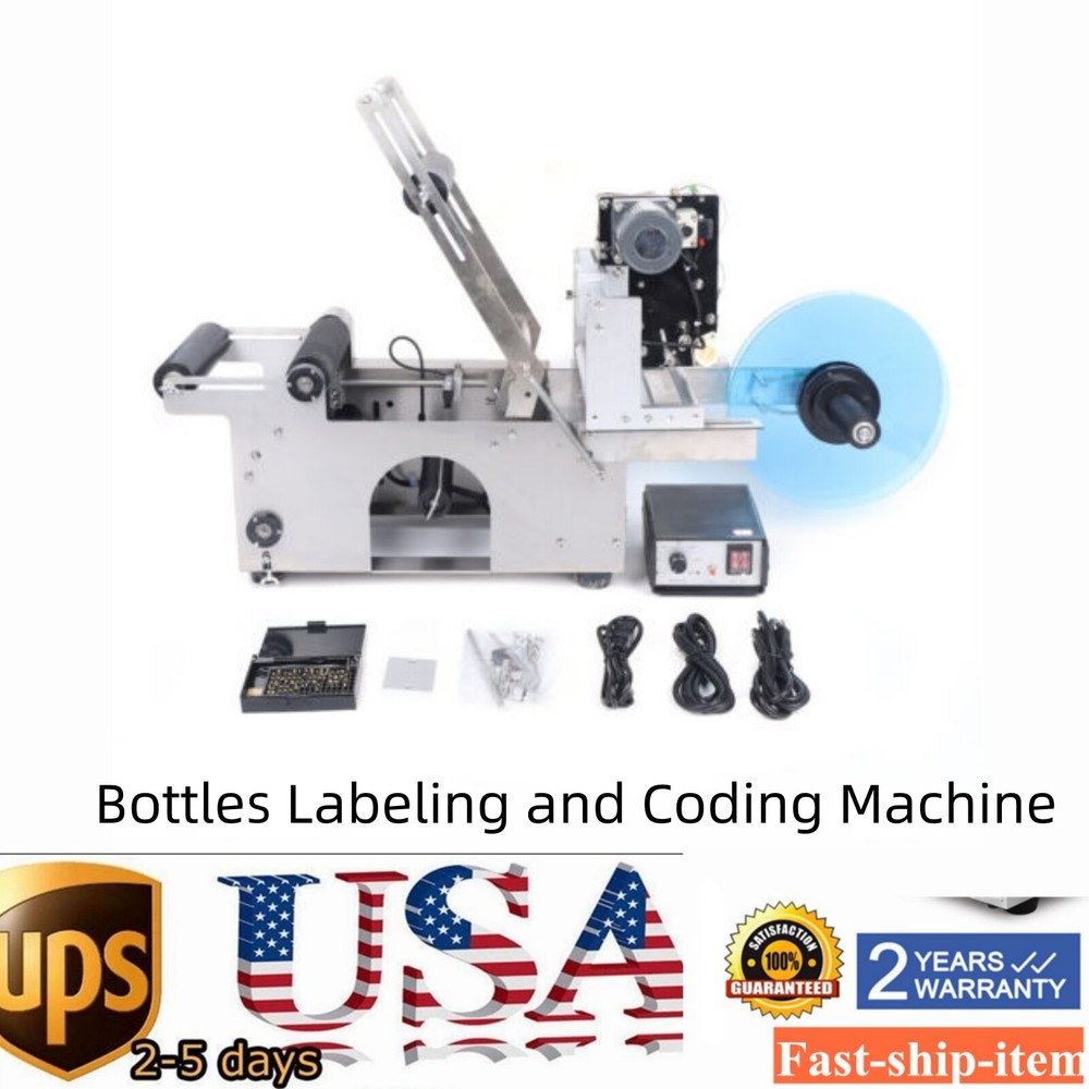 Semi Automatic Labeling & Coding Machine Round Bottle Jar Label Marking Machine