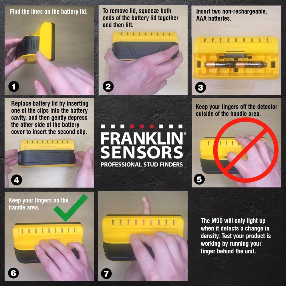 Franklin Prosensor M90 Stud Finder 9 Sensors Led Display Durable Accurate Tool