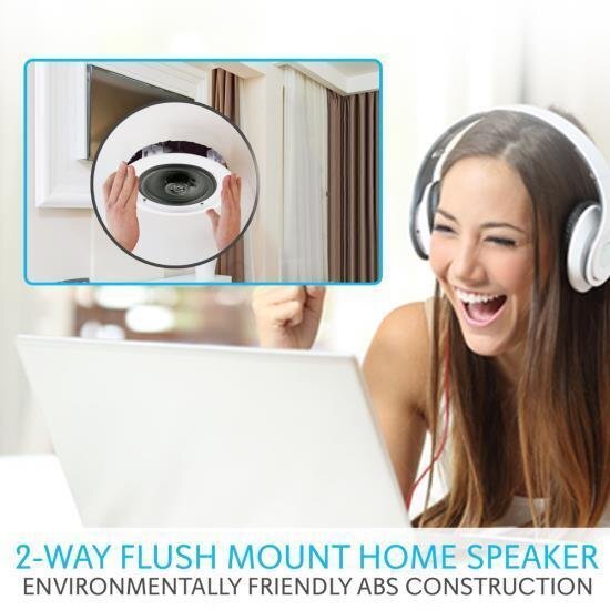 Dual 8’’ Bluetooth Ceiling / Wall Speakers, 2-Way Flush Mount Home Speaker Pair