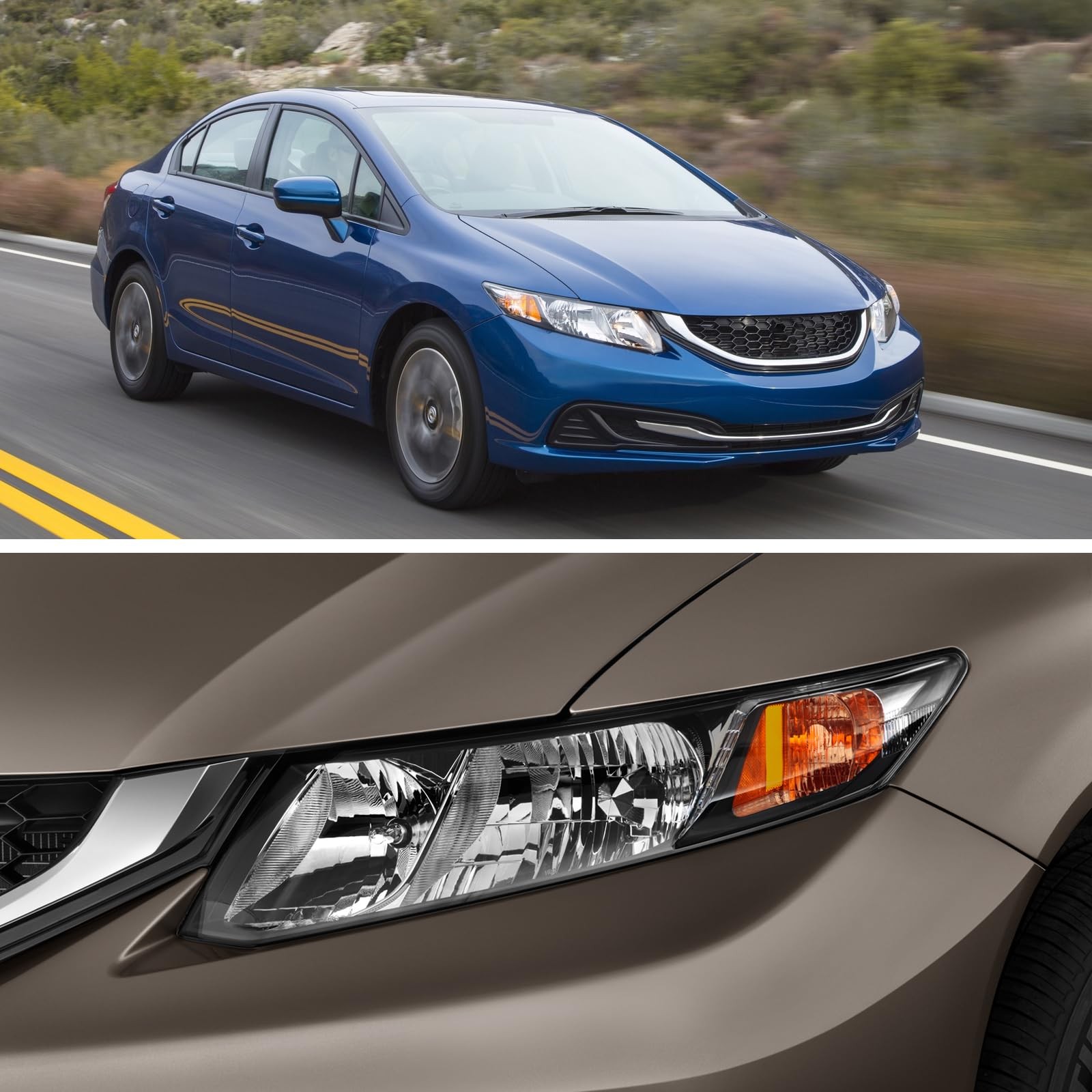 Headlight Assembly Replacement Fit 2012-2015 for Honda Civic Headlamp