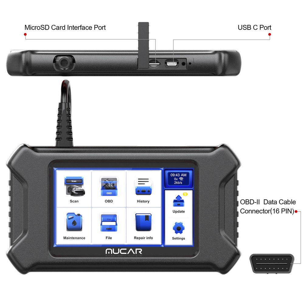 MUCAR CS4 OBD2 Scanner Transmission ABS SRS Engine Car Diagnostic Scan Tool DPF
